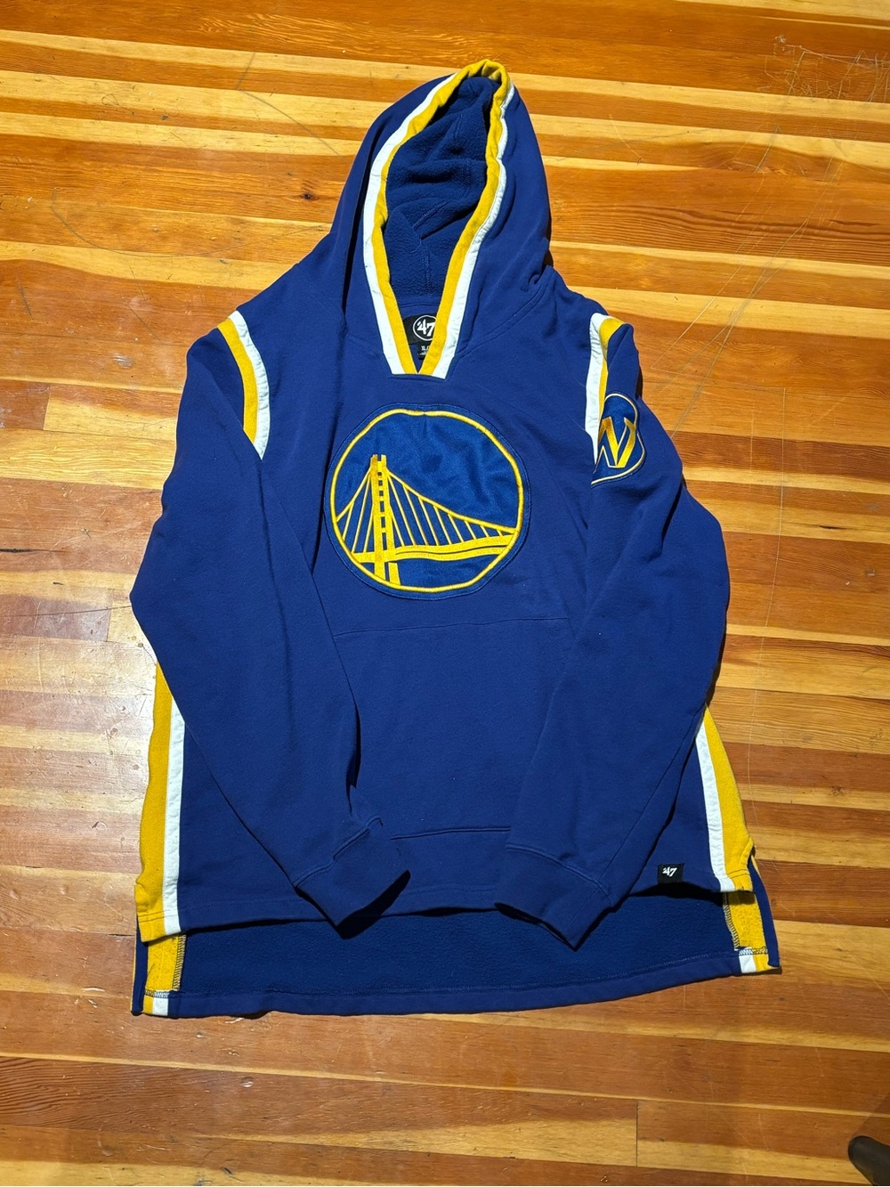 Golden State Warriors Hoodie ’47 Brand Blue Yellow NBA Size XL